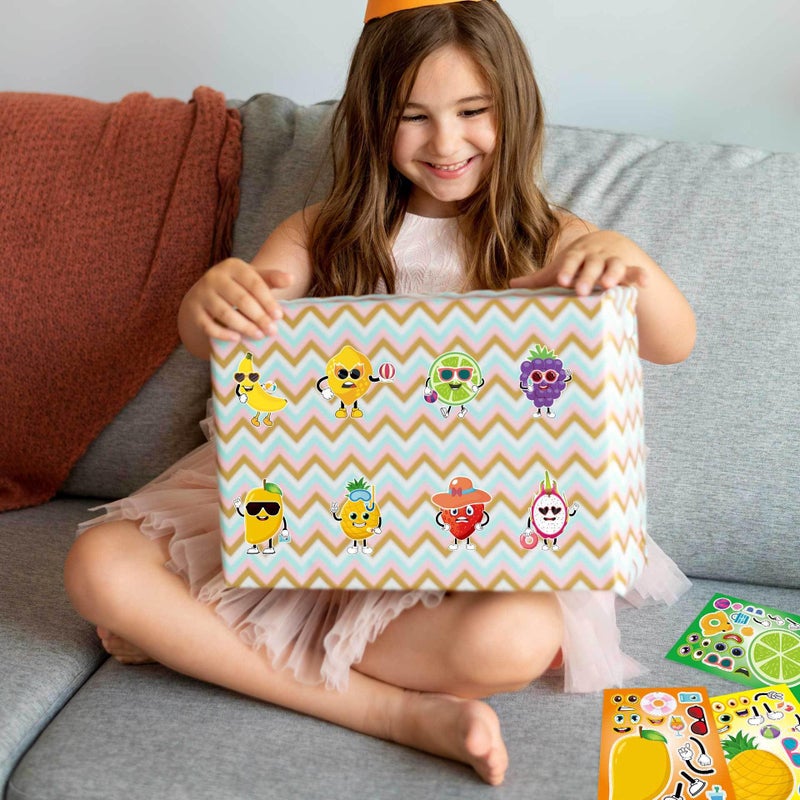 T-Antrix 24 Sheets Make Your Own Fruit Stickers Make A Face Stickers for Kids Toddlers with Cartoon Fruit Summer Hawaii Theme Characters Stickers Kids Party Favor Supplies Crafts - Image 5
